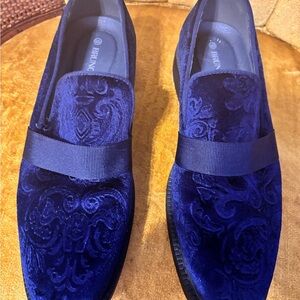 Elegant Blue Velvet Men's Loafers